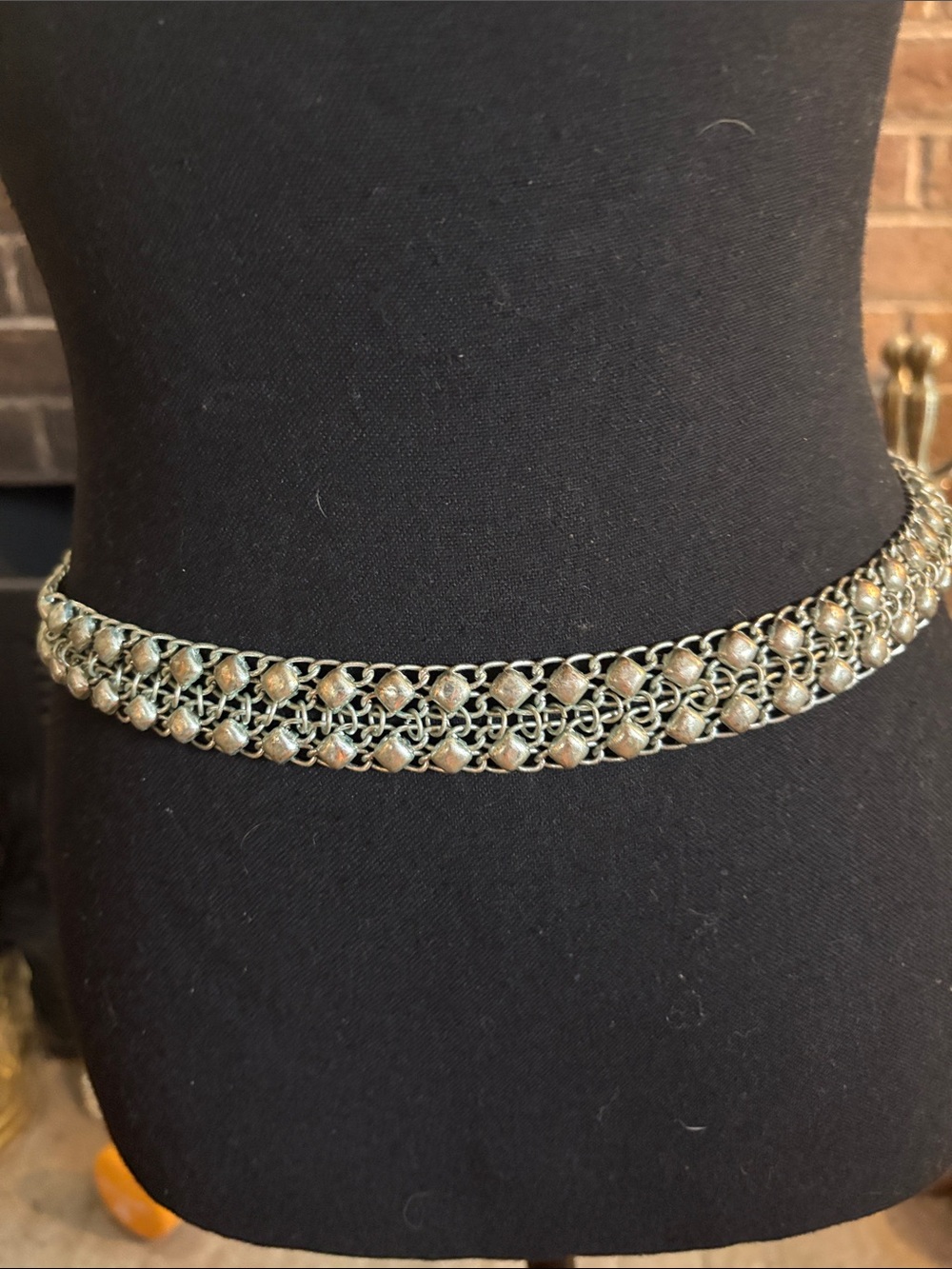 Vintage Silver-Tone Chainmail Belt